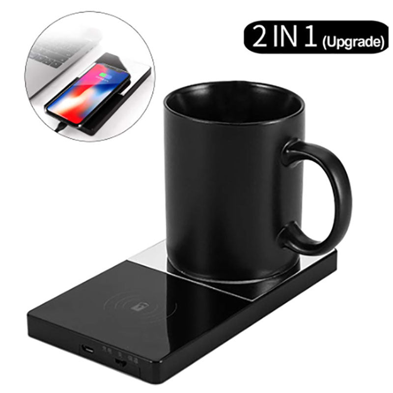 2-in-1 Mug Warmer & Wireless Charger – Keep Drinks Hot, Devices Charged !